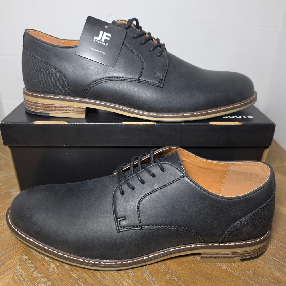 J. Ferrar Farlow Mens Black Dress Oxford Shoes Memory Foam Size 13M JF Farlow